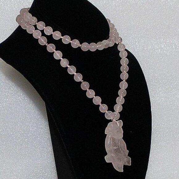 14K JADE BEAD NECKLACE - PHOENIX PENDANT - Picture 5 of 10